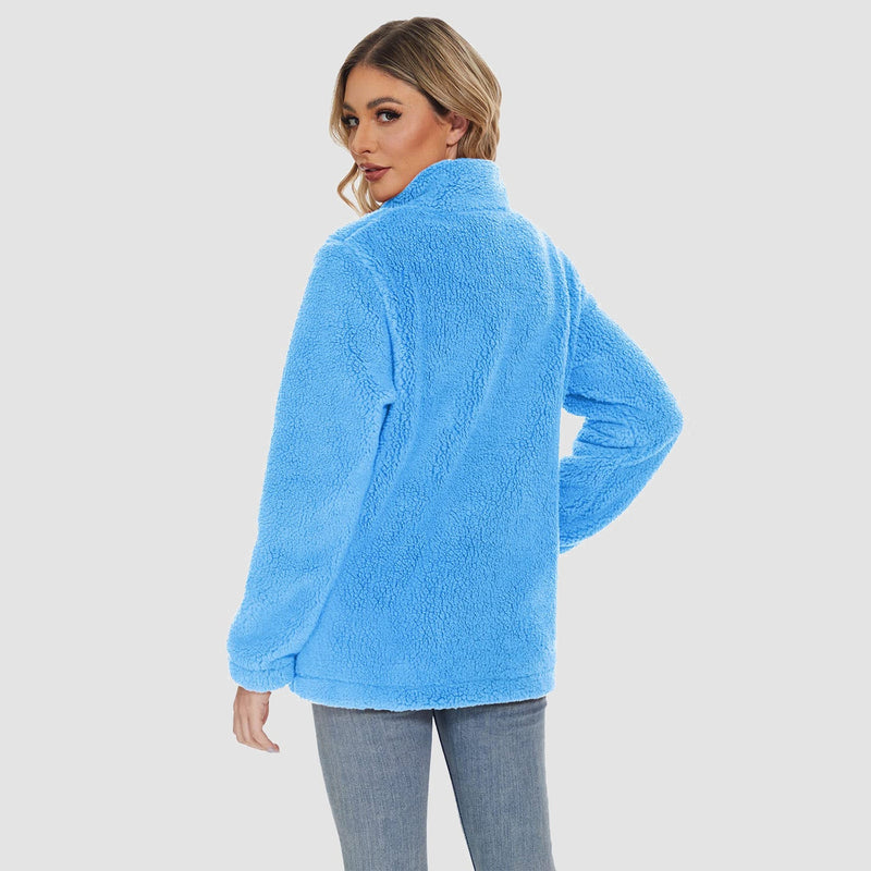 Women's Warm Sherpa Jacket - Full Zip with Zip Pockets for Ultimate Comfort