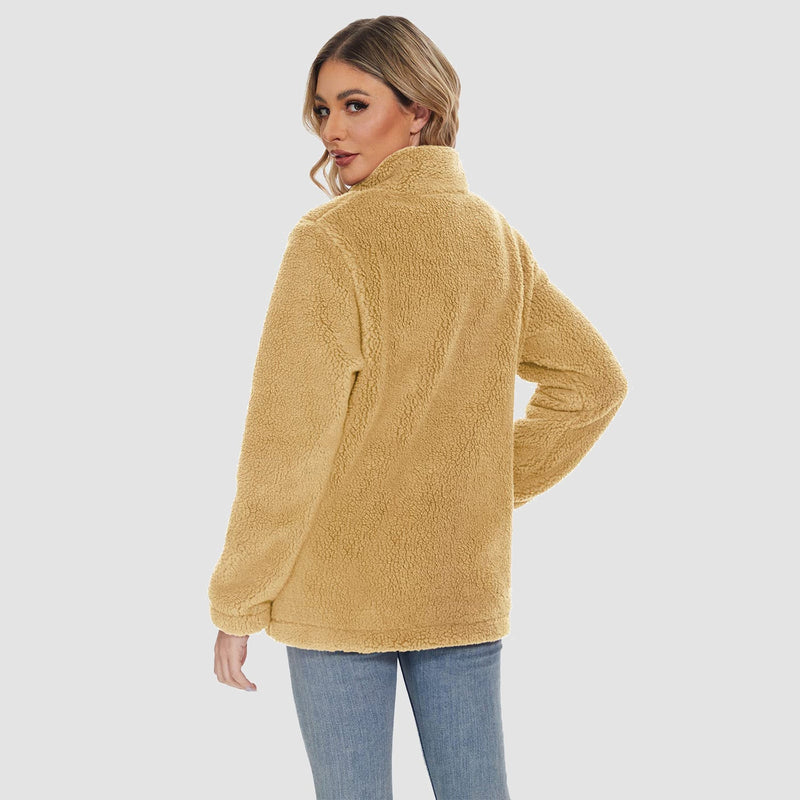 Women's Warm Sherpa Jacket - Full Zip with Zip Pockets for Ultimate Comfort