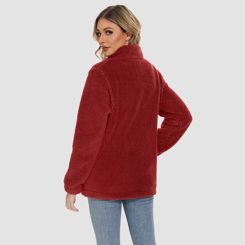 Women's Warm Sherpa Jacket - Full Zip with Zip Pockets for Ultimate Comfort