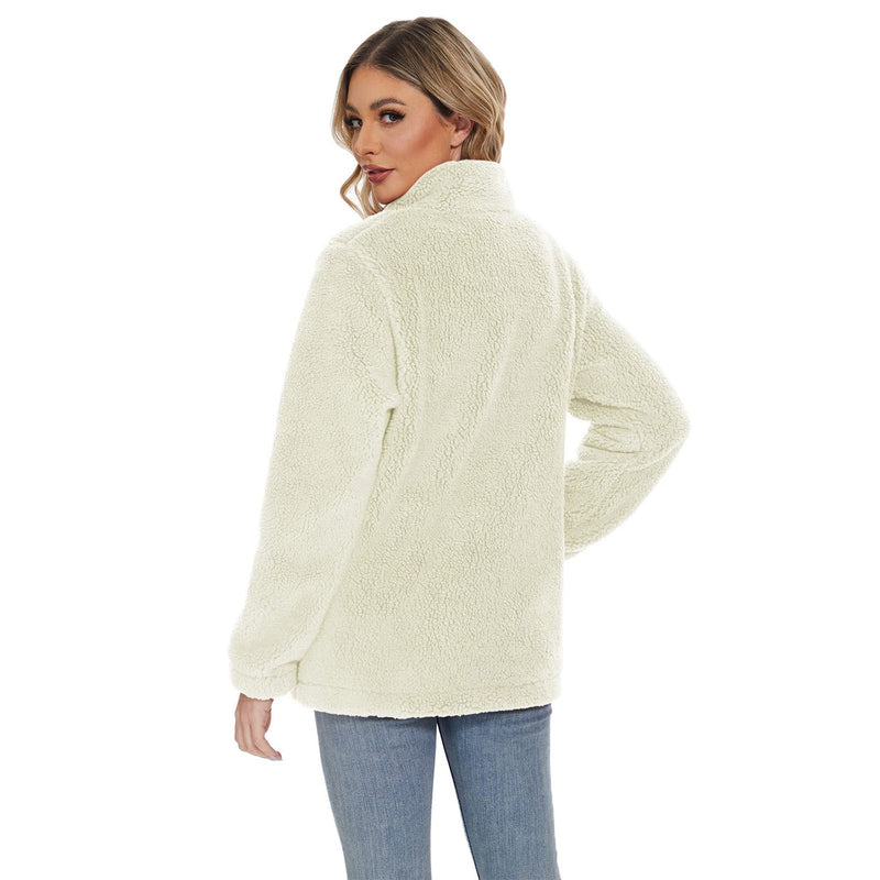 Women's Warm Sherpa Jacket - Full Zip with Zip Pockets for Ultimate Comfort