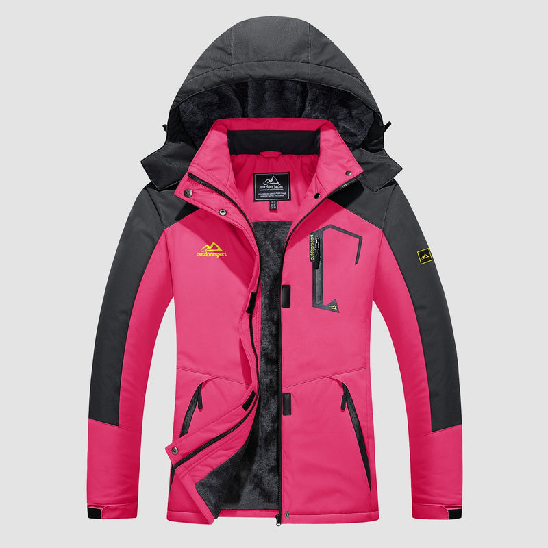 Women's Water-Resistant Fleece Ski Jacket - 4 Pocket Design for Ultimate Comfort and Convenience