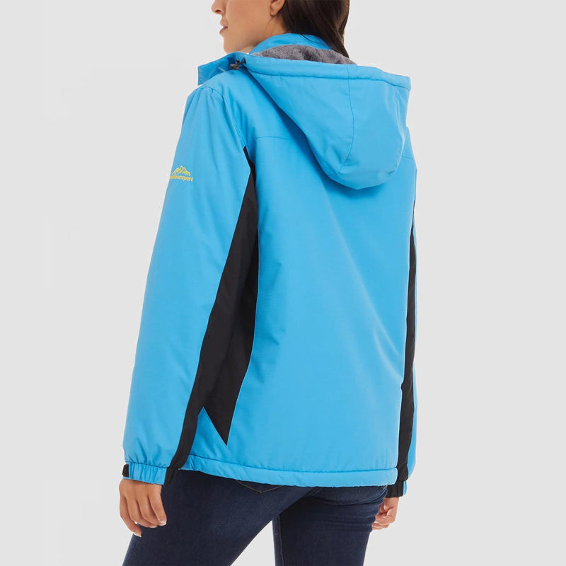 Women's Waterproof Fleece-Lined Ski Jacket with Adjustable Hood - Insulated Winter Outerwear for Cold Weather Adventures