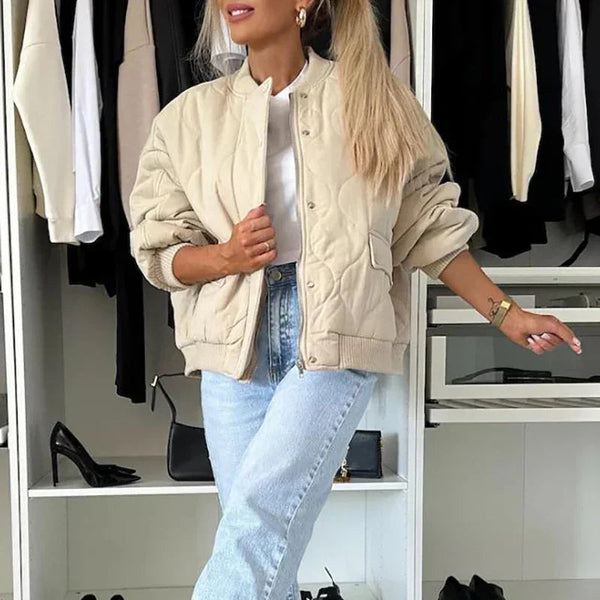 Stylish Women's Autumn Bomber Jacket - Trendy Outerwear for Fall Fashion