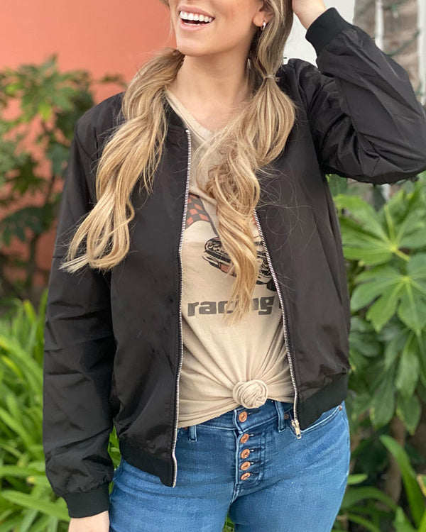 Stylish Women's Lightweight Bomber Jacket - Perfect for Spring & Fall Fashion