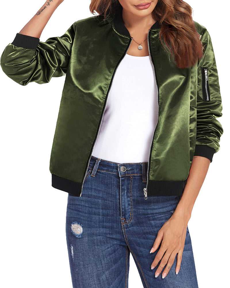 Stylish Women's Lightweight Bomber Jacket - Perfect for Spring & Fall Fashion