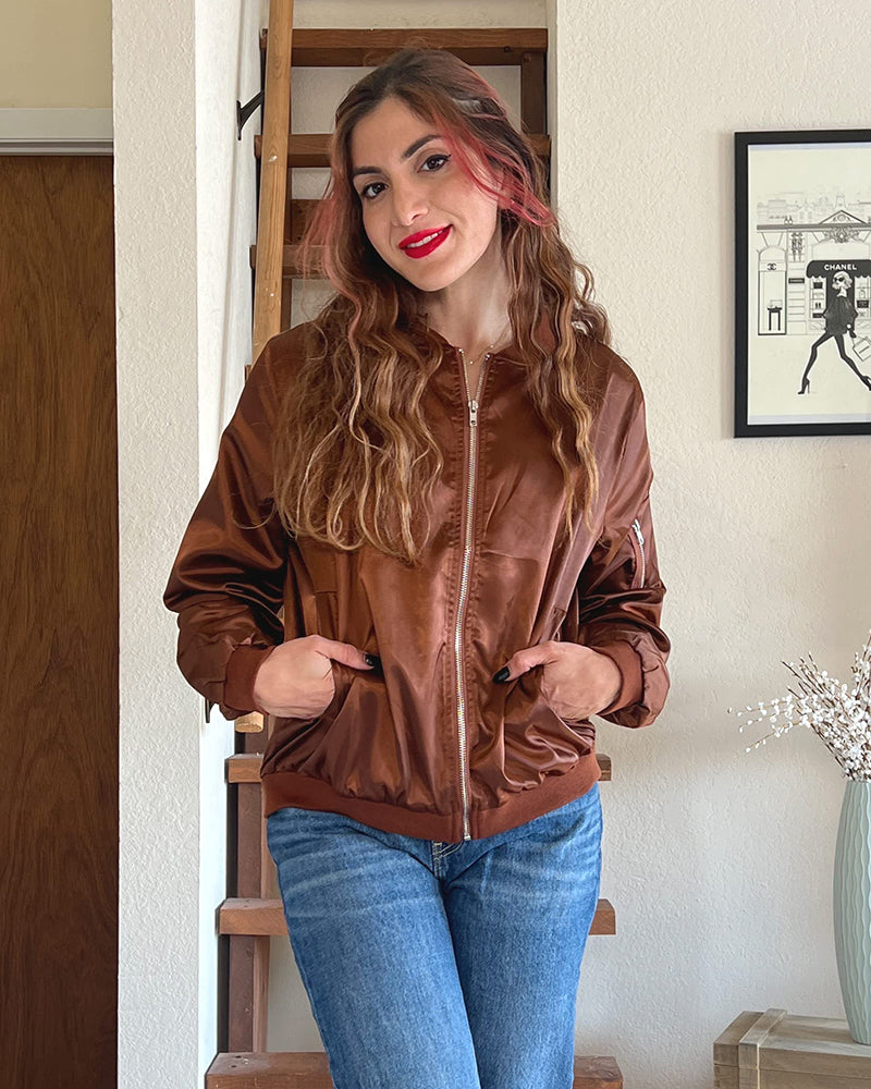 Stylish Women's Lightweight Bomber Jacket - Perfect for Spring & Fall Fashion