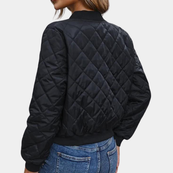 Stylish Women's Zippered Bomber Jacket - Trendy Outerwear for Casual and Chic Looks