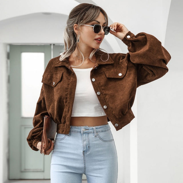 Stylish Women's Casual Cropped Jacket - Lightweight, Versatile & Trendy Outerwearc
