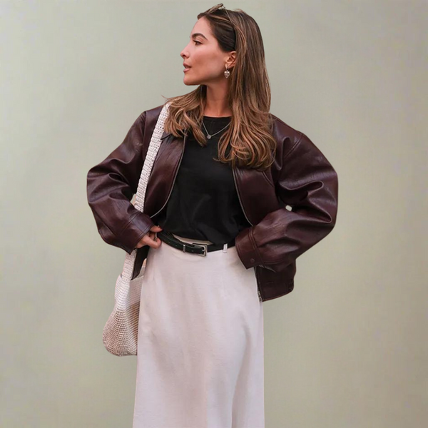 Stylish Women's Genuine Leather Jacket - Classic Biker Design, Perfect for All Seasons