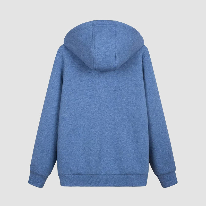 Women's Cozy Zip-Up Sherpa-Lined Fleece Hoodie Jacket - Warm & Stylish Outerwear