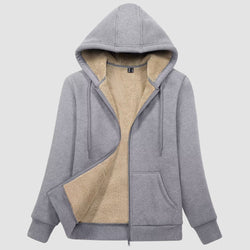 Women's Cozy Zip-Up Sherpa-Lined Fleece Hoodie Jacket - Warm & Stylish Outerwear