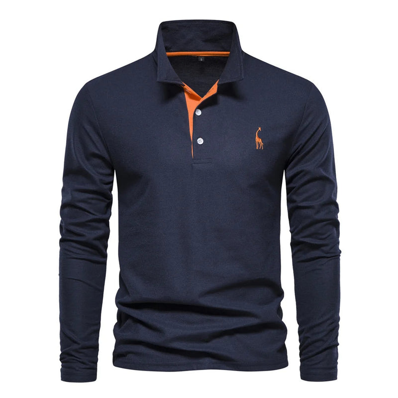 Men's Long Sleeve Polo Jumper - Stylish Button Placket & Classic Collar - Comfortable & Versatile Knitwear