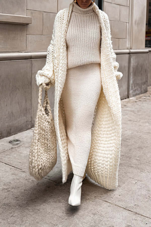 Cozy Women's Long Chunky Knit Cardigan - Oversized Fit for Ultimate Comfort