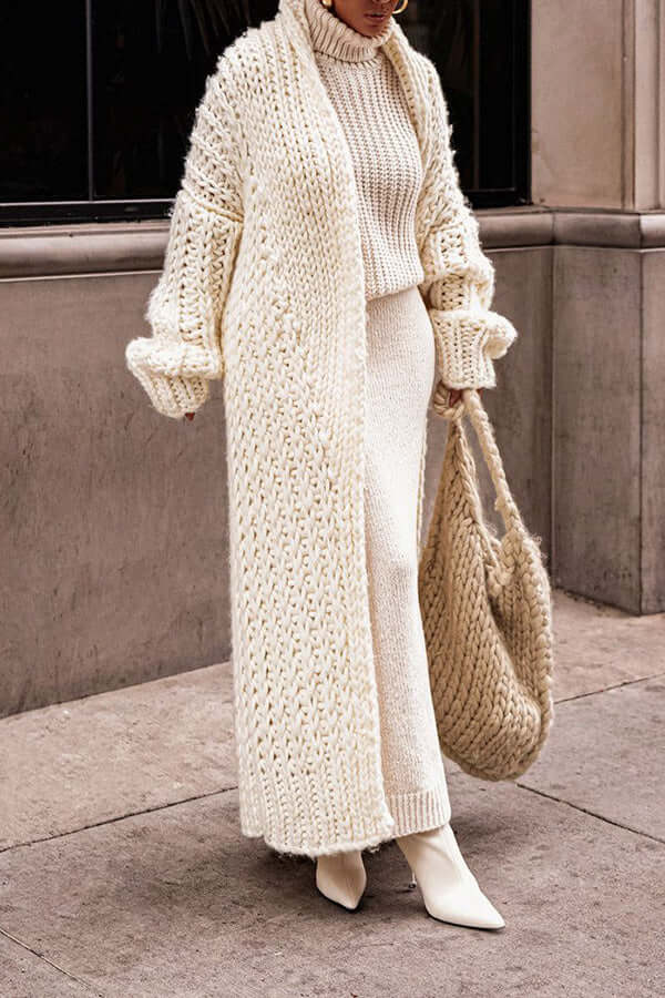Cozy Women's Long Chunky Knit Cardigan - Oversized Fit for Ultimate Comfort