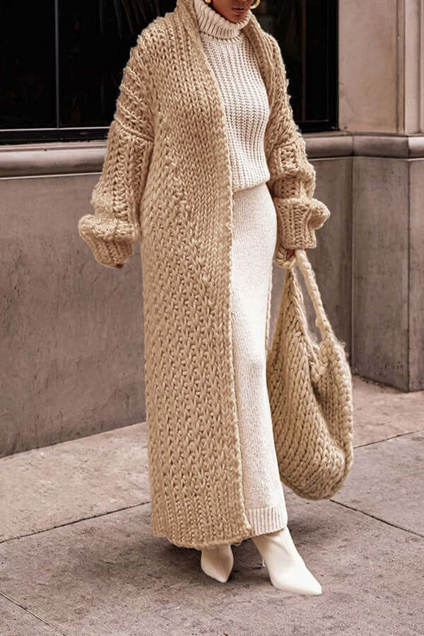 Cozy Women's Long Chunky Knit Cardigan - Oversized Fit for Ultimate Comfort