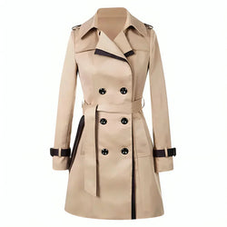 Stylish Women's Double-Breasted Trench Coat with Belt & Cuff Straps - Perfect for All Seasons
