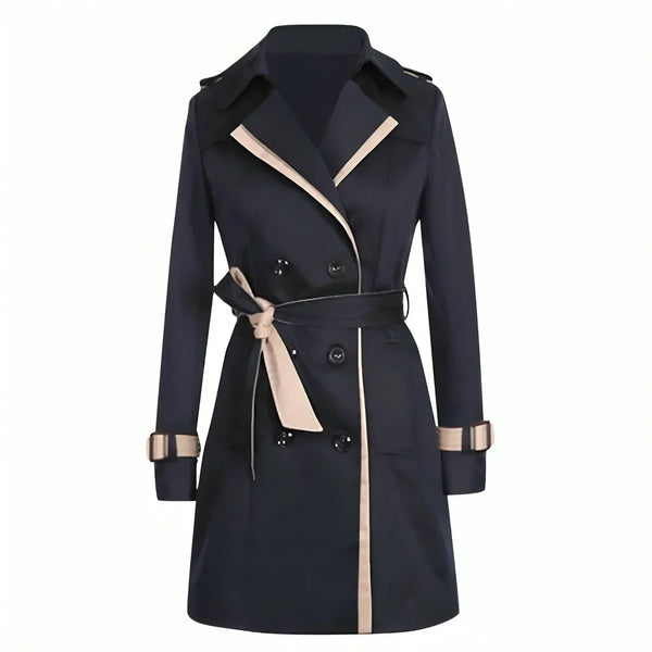 Stylish Women's Double-Breasted Trench Coat with Belt & Adjustable Cuff Straps - Perfect for All Seasons