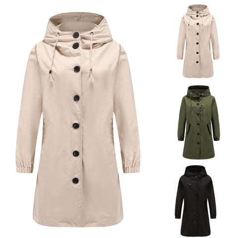 Stylish Women's Lightweight Long Hooded Trench Coat - Perfect for All Seasons