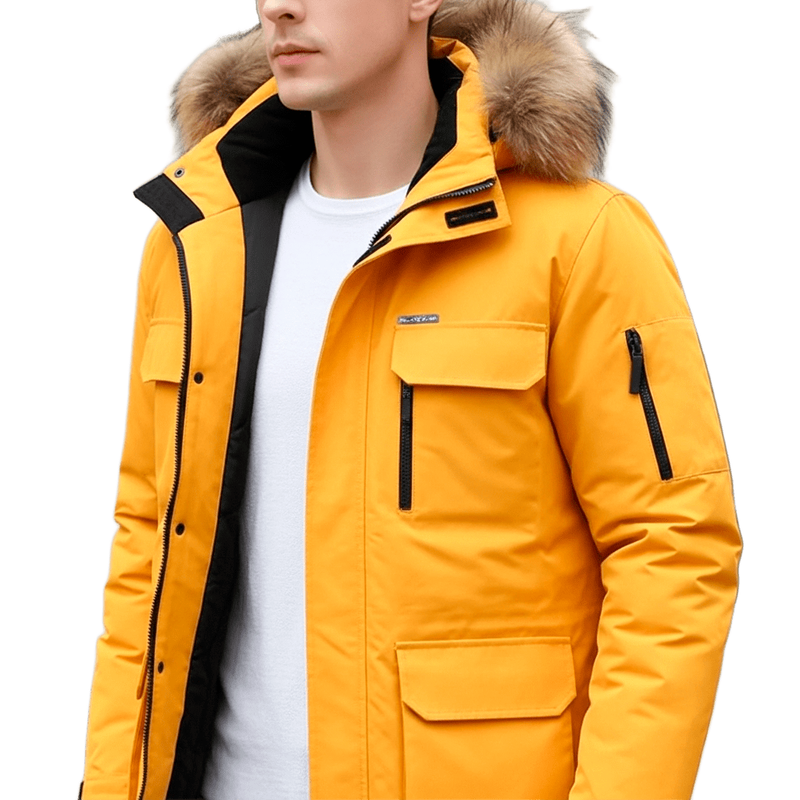 Men's Stylish Thick Winter Parka with Hood - Trendy Down Collar Casual Outerwear for Ultimate Warmth