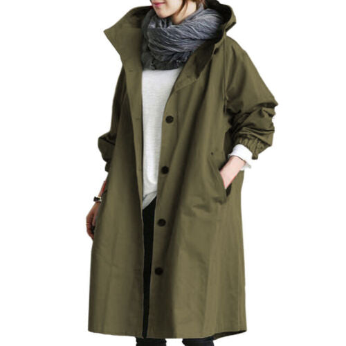 Stylish Women's Lightweight Long Hooded Trench Coat - Perfect for All Seasons