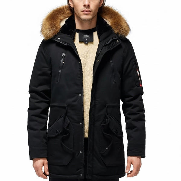 Men's camouflage velvet hooded jacket, thick windproof coat, medium-long warm men's parka, camo parka, new winter