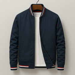 Men's Lightweight Zip-Up Bomber Jacket with Ribbed Trim - Stylish & Comfortable Outerwear for Men