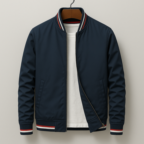 Men's Lightweight Zip-Up Bomber Jacket with Ribbed Trim - Stylish & Comfortable Outerwear for Men
