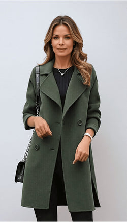 Women's Elegant Double-Breasted Wool Coat - Classic Style & Timeless Warmth