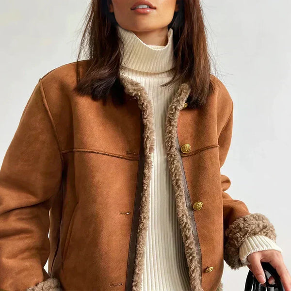 Women's Cozy Button-Up Winter Jacket with Soft Inner Lining - Stylish & Warm Outerwear for Cold Weather
