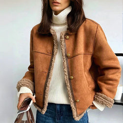 Women's Cozy Button-Up Winter Jacket with Soft Inner Lining - Stylish & Warm Outerwear for Cold Weather
