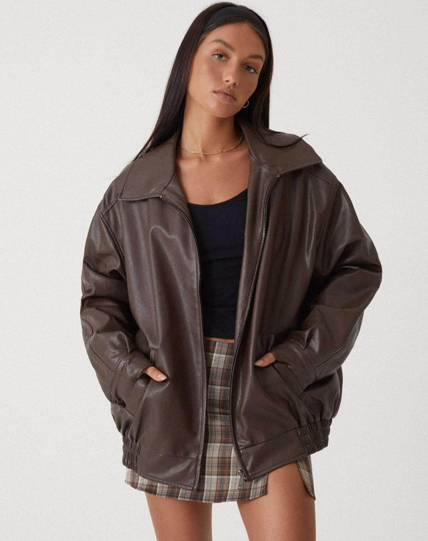 Trendy Oversized Women's Faux Leather Jacket - Stylish & Comfortable Outerwear