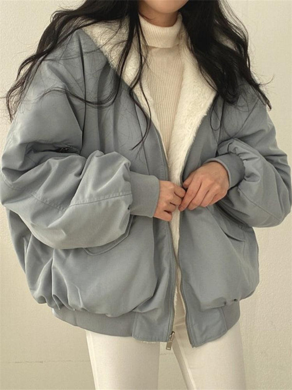 Women's Oversized Winter Jacket - Cozy Soft Lining, Zip Closure, Perfect for Cold Weather