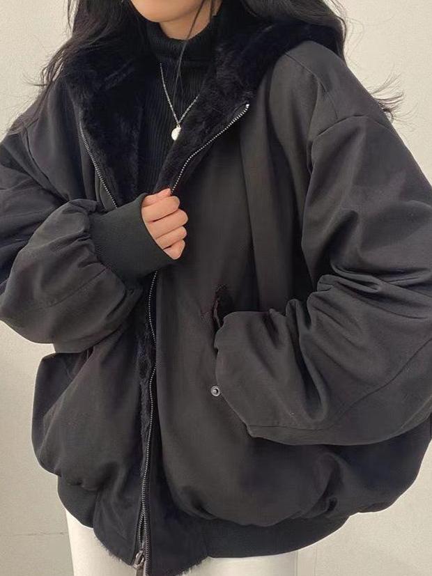 Women's Oversized Winter Jacket - Cozy Soft Lining, Zip Closure, Perfect for Cold Weather