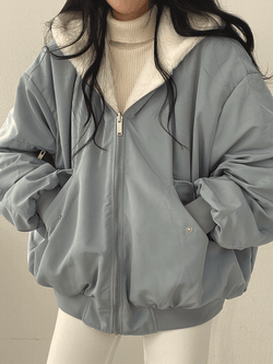 Women's Oversized Winter Jacket - Cozy Soft Lining, Zip Closure, Perfect for Cold Weather