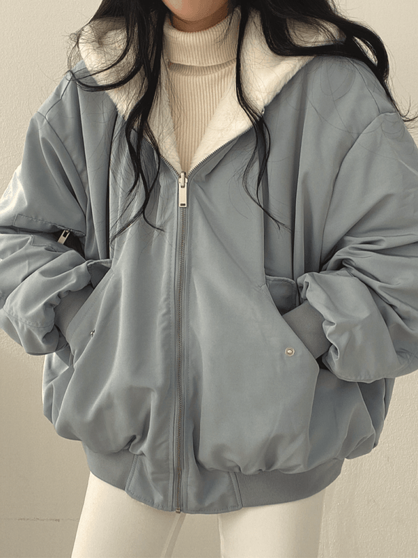 Women's Oversized Winter Jacket - Cozy Soft Lining, Zip Closure, Perfect for Cold Weather