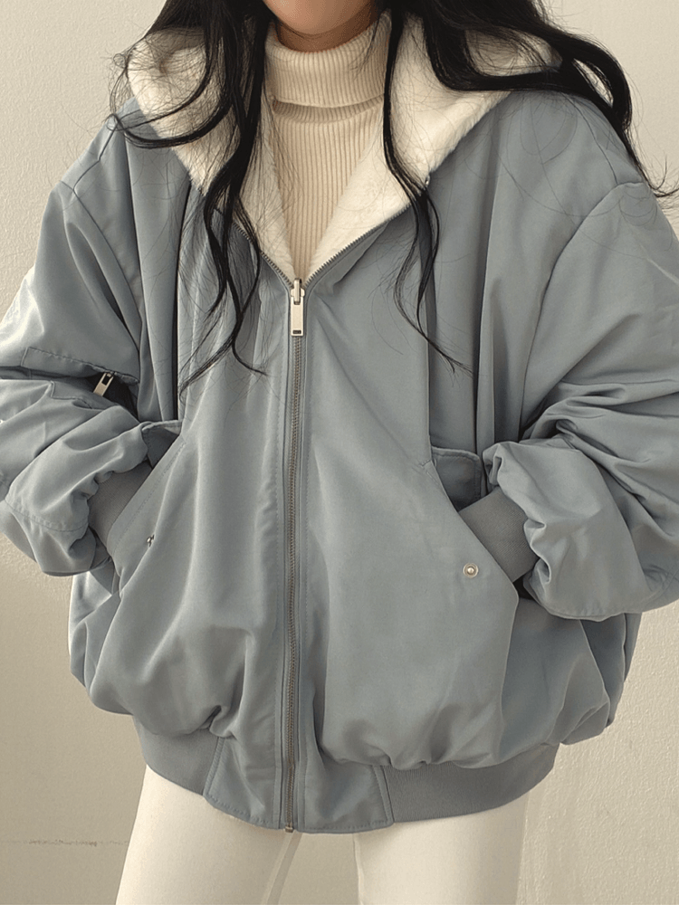 Women's Oversized Winter Jacket - Cozy Soft Lining, Zip Closure, Perfect for Cold Weather