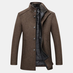 Men's Quilted Winter Coat with Stand Collar & Warm Inner Lining - Stylish & Insulated Outerwear for Cold Weather