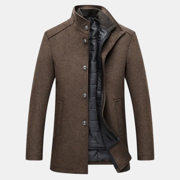 Men's Quilted Winter Coat with Stand Collar & Warm Inner Lining - Stylish & Insulated Outerwear for Cold Weather