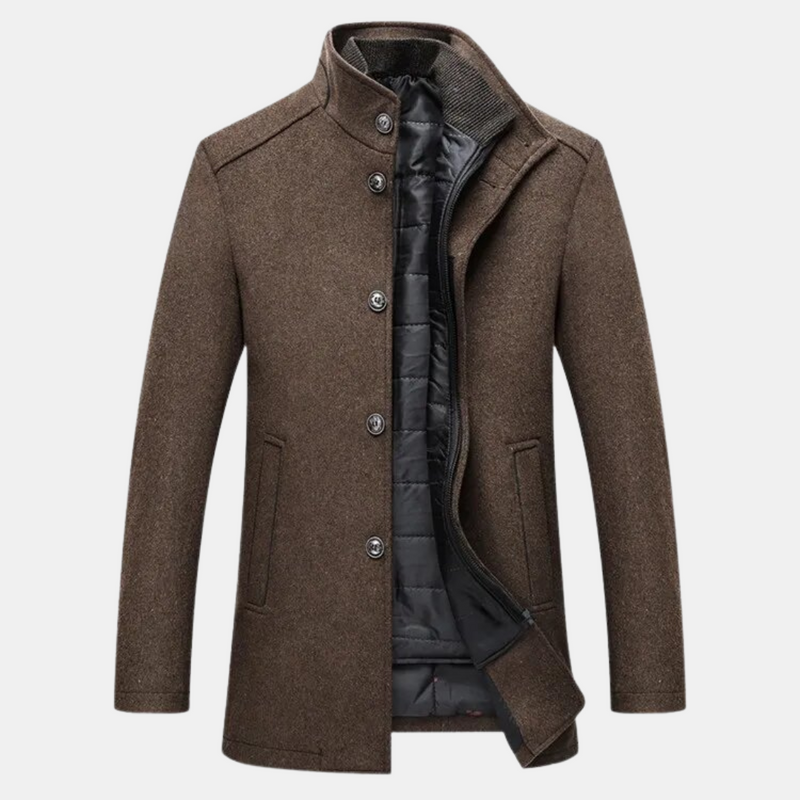 Men's Quilted Winter Coat with Stand Collar & Warm Inner Lining - Stylish & Insulated Outerwear for Cold Weather