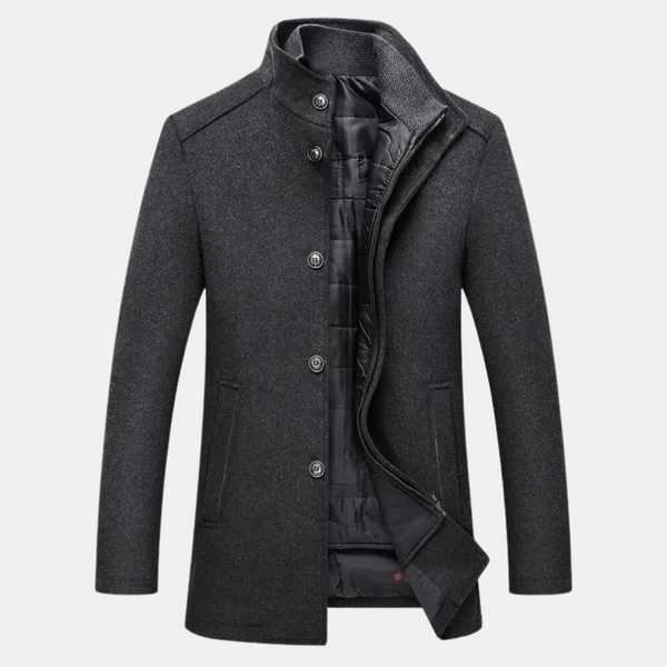 Men's Quilted Winter Coat with Stand Collar & Warm Inner Lining - Stylish & Insulated Outerwear for Cold Weather