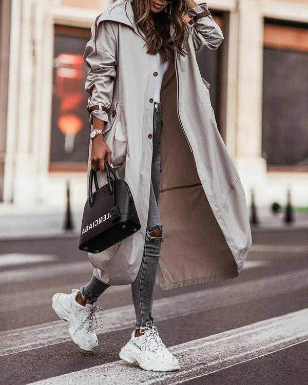 Elnara Chic Lightweight Waterproof Spring Coat - Stylish Long Design for All Weather