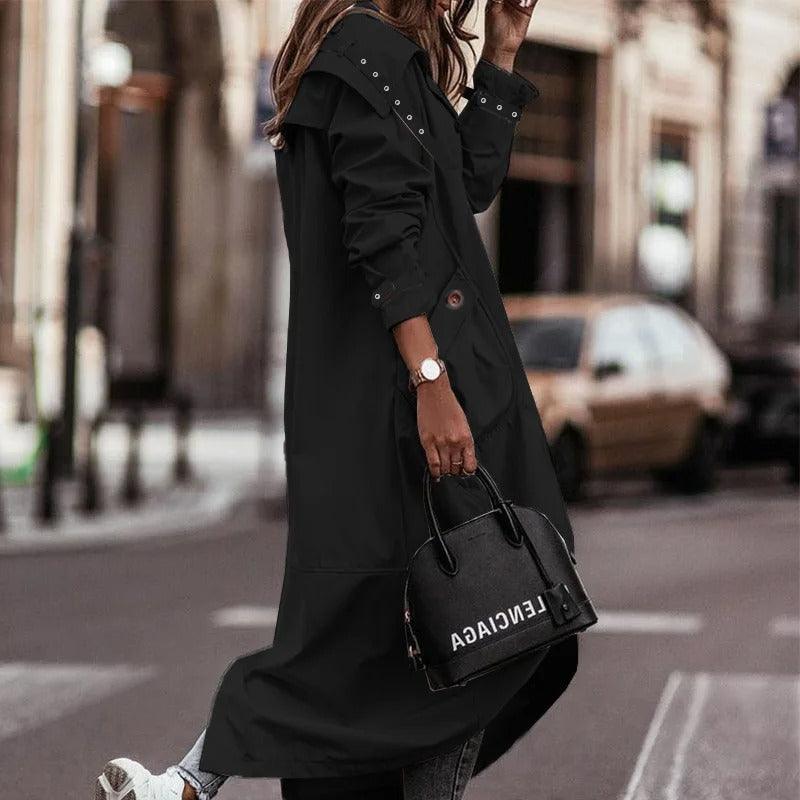 Elnara Chic Lightweight Waterproof Spring Coat - Stylish Long Design for All Weather