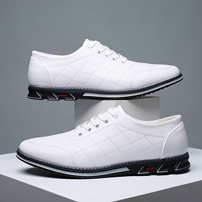 Men's Quilted Lace-Up Casual Shoes with Sport Sole - Stylish & Comfortable Footwear for Everyday Wear