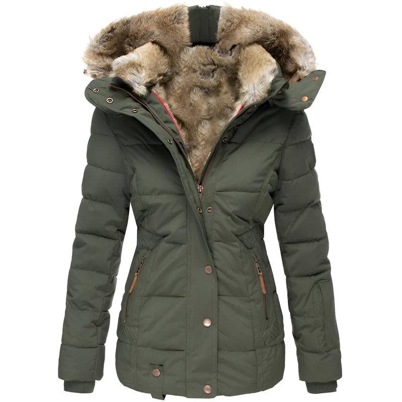 Women's Slim Fit Hooded Puffer Jacket - Stylish & Warm Winter Outerwear