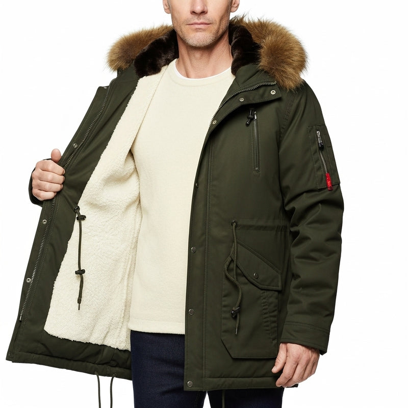 Men's camouflage velvet hooded jacket, thick windproof coat, medium-long warm men's parka, camo parka, new winter