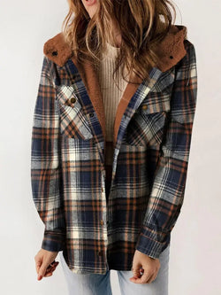 Women's Hooded Plaid Winter Jacket - Cozy & Stylish Outerwear for Cold Weather