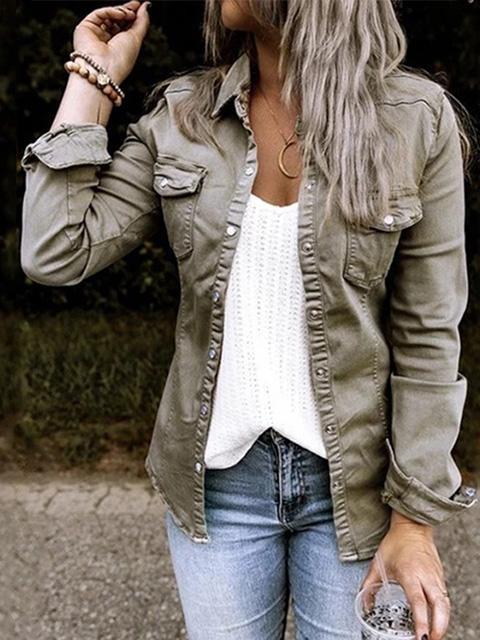 Women's Casual Denim Jacket - Stylish Button-Up Shirt Design for Everyday Wear