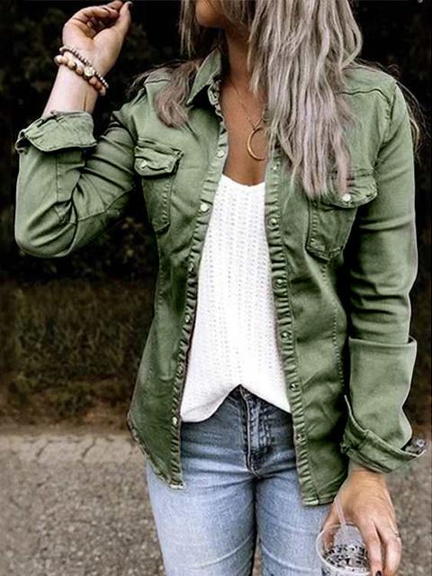 Women's Casual Denim Jacket - Stylish Button-Up Shirt Design for Everyday Wear