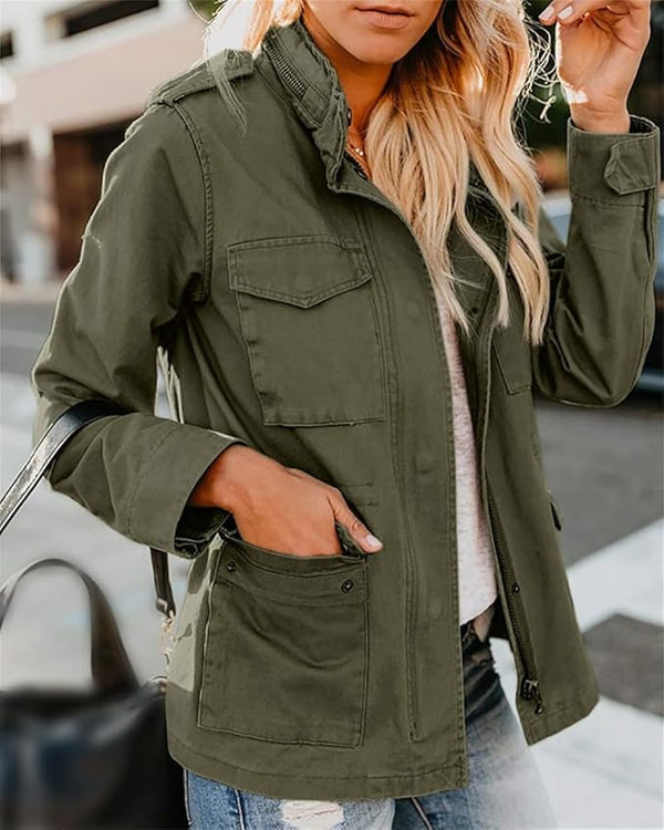 Women's Modern Chic Zipper Jacket - Stylish Lightweight Outerwear for Trendy Looks