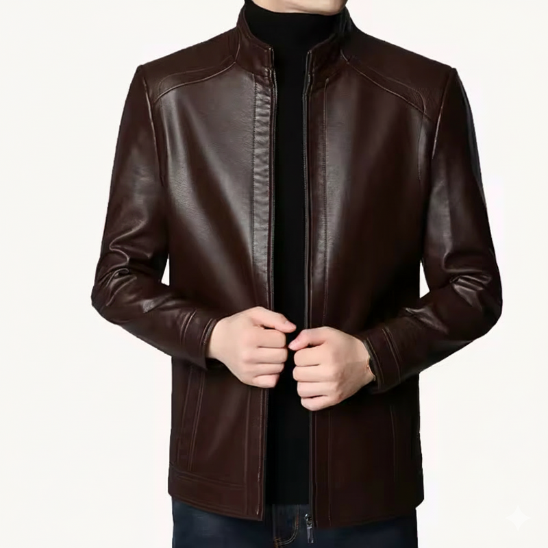 Men's Slim Fit Leather Blazer Jacket - Fashionable Casual Outerwear for Streetwear - Stylish Men's Leather Suit Coat